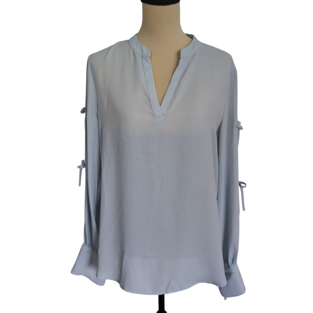 Ivanka Trump Dusty Blue Blouse with Sleeve Ties Size Large